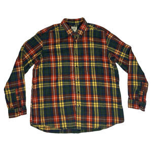 Vtg LL Bean Plaid Flannel Button Down Shirt Mens Size XL 90s Color Pop Grunge